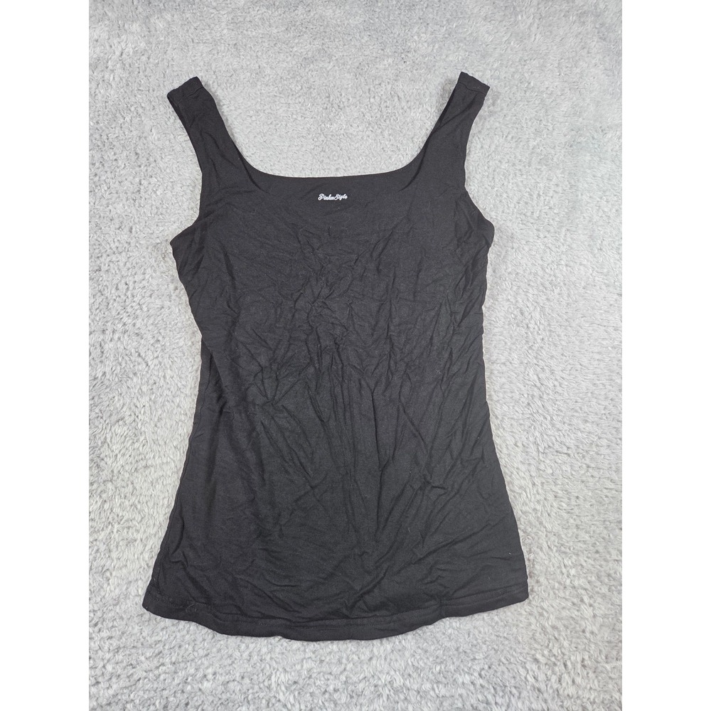 Grunge 90s Womens Scoop Neck Tank Top Black Sleeveless Slim Fit Stretch Camisole